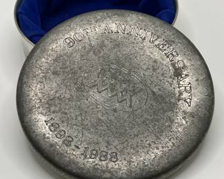 Tiffany & Co 90th Anniversary XXXX 1898 - 1988 Handcrafted Pewter Trinket Box (Fair Condition)