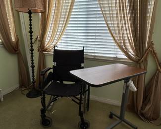 Medical Supplies: Wheelchair and Adjustable Overbed Table