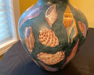 Teal Textured Sea Shell Porcelain vase 