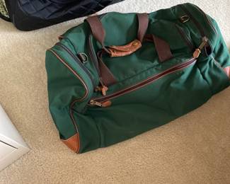 green brown leather trim duffle 