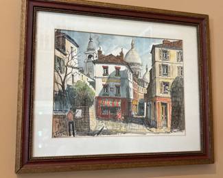 Watercolor Parisian Street Scene by Pierre Eugene Cambier 