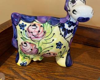 Handpainted Ceramic Cow Figurine by Anatoly Turov 