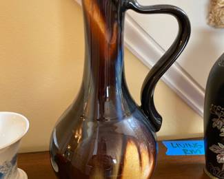 vintage red drip glaze Canuck pottery vase - 1960s/70s 