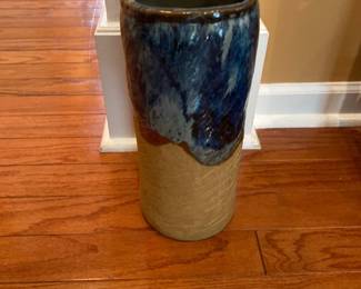 hand sculptured glazed vase 