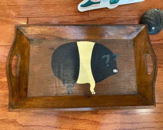 Americana 1970-1989 Antique Primitive Wood Tray 