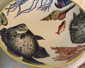 Williams Sonoma Poisson Large Round Pasta Serving Bowl 