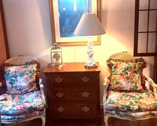 Pair of French canes back bergere chairs