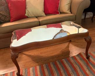 French provincial style mirrored top coffee table