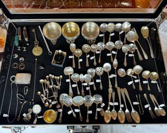 Large Collection of Sterling Silver Spoons & Jewelry