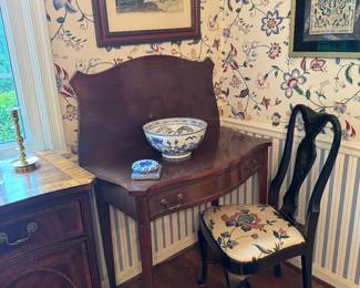 Vintage Mahogany Drop Leaf 1 Drawer Game Table (36"W x 36"D x 30"H)