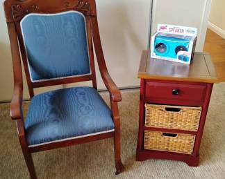 LF150Wooden Chair, Small Chest With Drawers