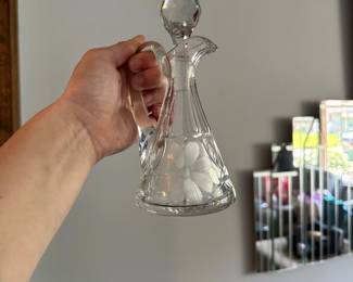 Vintage Etched Glass Oil/Vinegar Decanter
