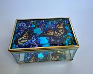 Stained Glass Butterfly Music Box
