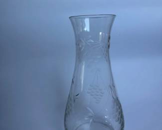 vintage clear crystal hand cut etched vase
