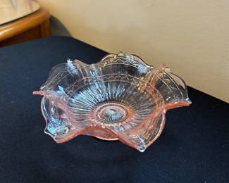 Pink Depression Glass Wavy Ballerina Candy Nut Relish Dish