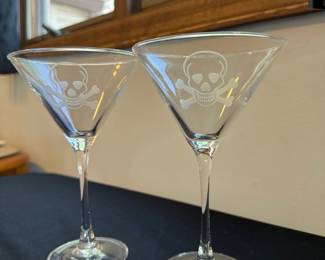 Rolf Skull and Cross Bones Martini Glasses