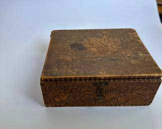 antique Flemish Box with pyrography