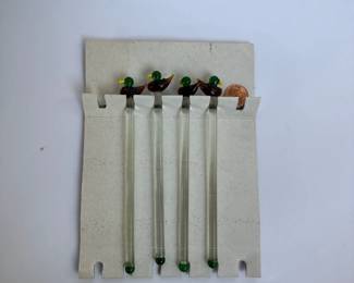 George Briard glass duck decoy drink swizzle sticks