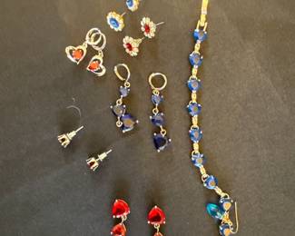 Gold and Gemstone earrings and bracelet