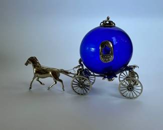 Sterling Silver Blue Horse drawn Carriage