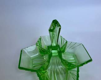Indiana Glass Pyramid Green 4 Part Relish Tray