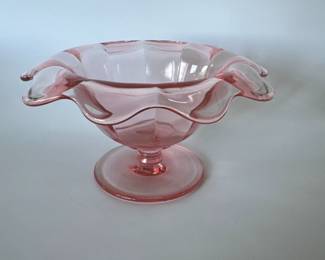 Fenton Art Glass Madras Pink Footed Bowl