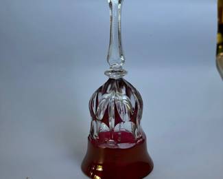 Vintage Bleikristall 24% Lead Crystal Cranberry Glass Bell
