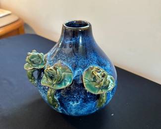 Homemade Ceramic Vase with Frogs - made in China