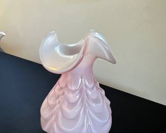 Fenton Dusty Rose Overlay Drapery Vase