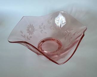 Pink Depression Glass Octagonal Footed Bowl