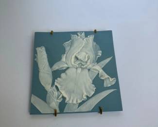 White Iris Vintage Tile Art by Ron Goeke