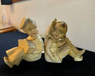 Vintage Chalkware bookends "Robia Ware" 1940s/50s