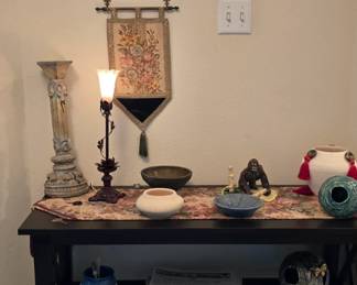 Entry Table - Pottery Cheri made - Tulip Lamp