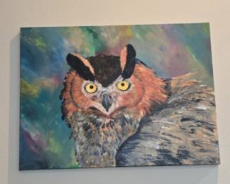 Here we go! This is going to be a fast sale. HOA only allows one day for estate sales. Lots of beautiful art workbench decor in this sale. Painting by Cheri McBride - Duckie! 