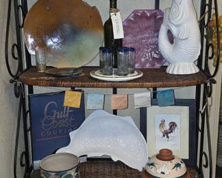 Wicker Bakers Rack - pottery