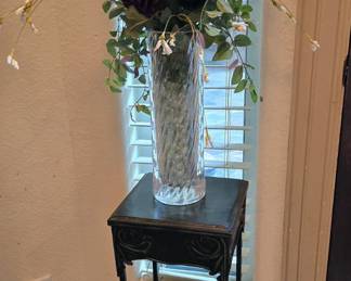 Crystal Vase with Artificial Flowers - Pedestal