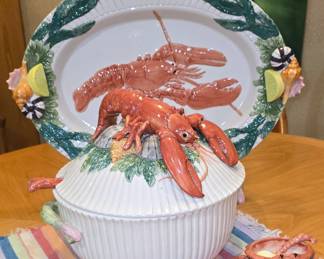 Fitz and Floyd Lobster Tureen - Platter and Dip Bowl