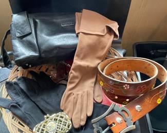 Vintage gloves, wallets, purses, belts