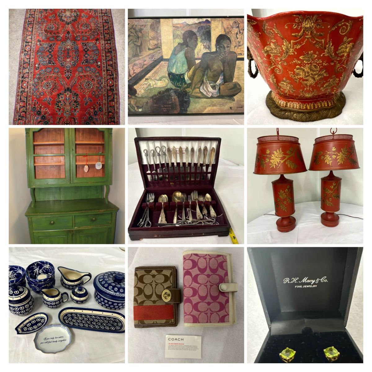 1847 Rogers Bros Silverware Box with Silverplated SilverwareCOLLAGE