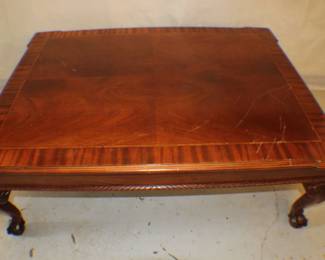 Ethan Allen Elegant Square Coffee Table with Carved Cabriole Legs