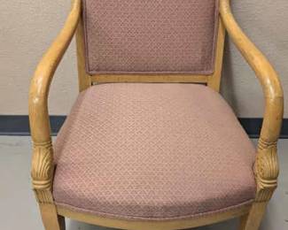 Vintage Carved Wood Armchair with Upholstered Seat and Backrest