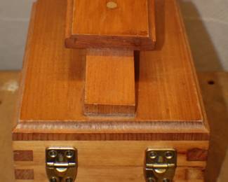 Vintage Wooden Shoeshine Kit Box with Supplies