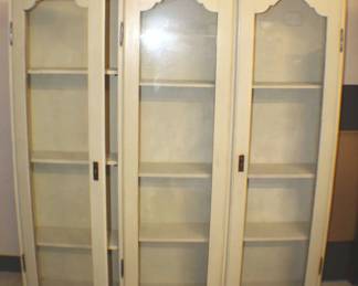 White Painted 3 door Bookcase with Shelves