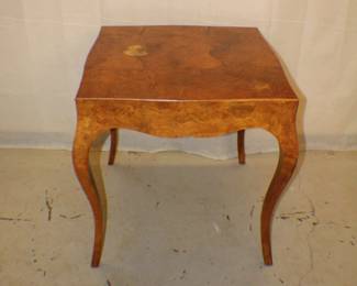 Vintage wood side table with cabriole legs