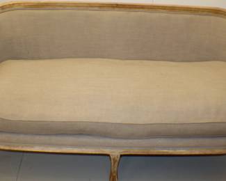 French Country Natural Linen Settee Sofa