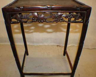 Vintage Asian inspired hand carved wooden side table