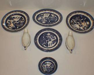 Churchill Blue Willow Dish Lot
