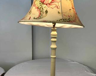 Vintage Floor Lamp with Floral Lampshade