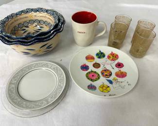 Assortment of Holiday dishware