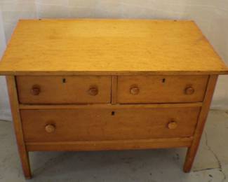 VintageWooden ThreeDrawer Dresser with Keyholes and Round Knobs